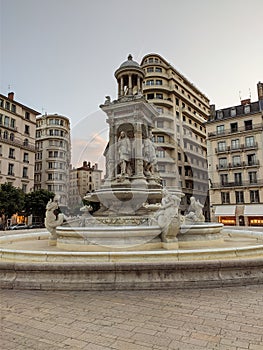 Jacobin Fountain, symbol of Bellecour, Lyon, France