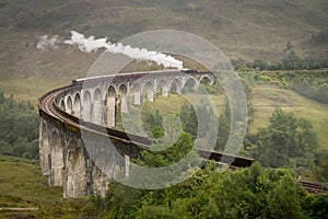 Jacobite steam train, a.k.a. Hogwarts Express, passes Glenfinnan