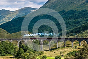The Jacobite train over Glenfinnan viaduct