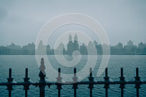 The Jacqueline Kennedy Onassis Reservoir on a winter day at Central Park, Manhattan, New York