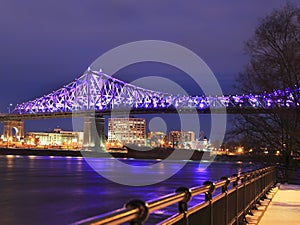 Jacques Cartier Bridge illuminated at night