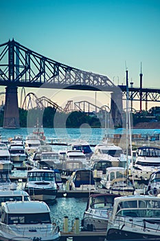 Jacques Cartier Bridge of Montreal Quebec Canada with Beautiful