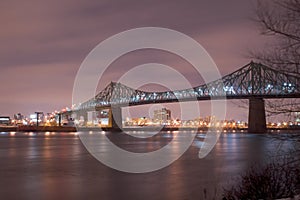 Jacques Cartier bridge at night, in Montreal