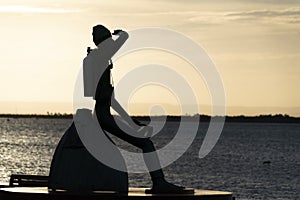 Jacques Cousetau copper statue in mallejon la Paz Baja California Sur