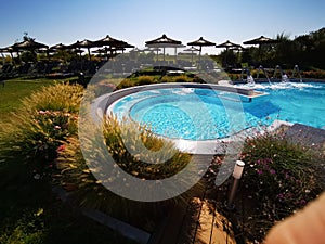 Jacuzzi and pool with thermal water