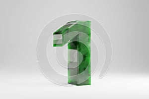 Jade 3d number 1. Jade number isolated on white background. 3d rendered font character.