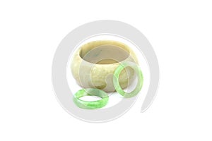 Jade bracelets on isolated white