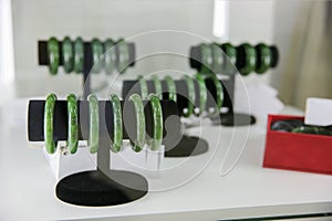 Jade products in a jewelry store