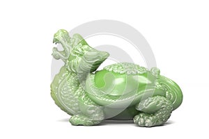 a Jade statue of a turtle on a white backgroundÃ¯Â¼Åfinely detailed features. 3D illustration