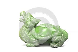 a Jade statue of a turtle on a white backgroundï¼Œfinely detailed features. 3D illustration