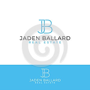 Jaden Ballard real estate vector logo design. Letters J and B logotype. photo