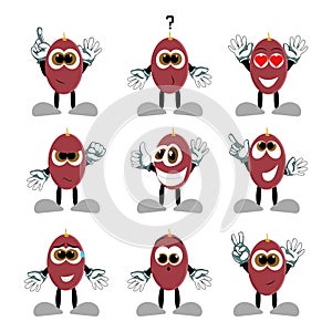 Set of Grape icon in different action emotion