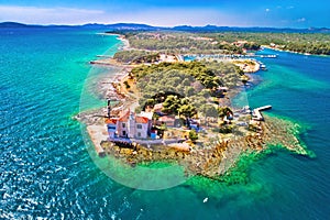 Jadrija lighthouse in Sibenik bay entrance aerial view photo