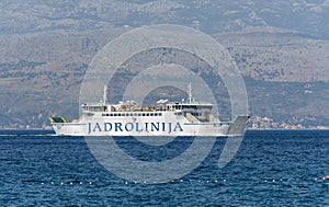 Jadrolinija Hrvat ferry sailing between Split and Brac island in Croatia