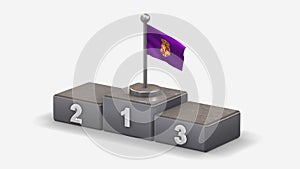 Jaen 3D waving flag illustration on winner podium.