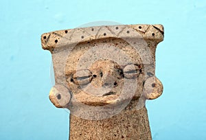 JAEN PERU, ancient sculpture, huaco, ceramic of Amazonian culture of river boat, Amazonia