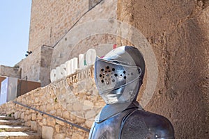 Medieval Knight Plate armour at entrance of Castle of Santa Catalina - Jaen, Spain