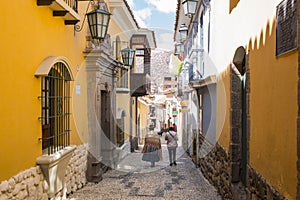 Jaen Street in La Paz, Bolivia city center