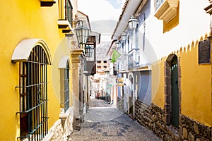 Jaen Street in La Paz, Bolivia city center