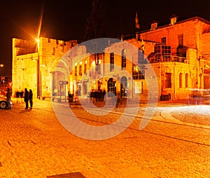 Jaffa Gate at Night, Jerusalem, Israel