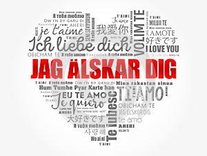 Jag alskar dig (I Love You in Swedish) love heart