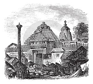 Jagannath temple in Puri Odisha India vintage engraving