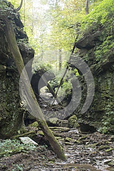 Jagged cliff in deep hollow