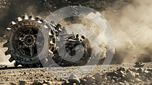 The jagged edges of a mechanical tumbleweed roll across the dusty ground propelled by gears and pistons instead of wind.
