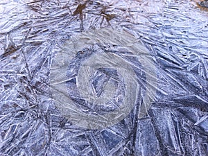 Ice relief. Frozen river surface. Abstract nature. Background nature.