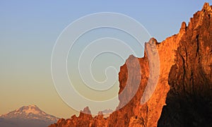 Jagged Peaks and Distant Mountain Smith Rock Oregon