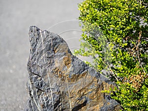 Jagged rock with striations photo