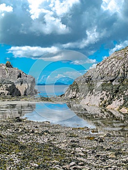 Jagged and rugged rocks on Irish coastline