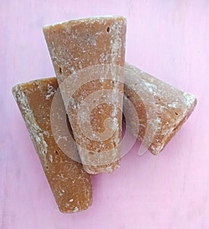 Jaggery, panela, papelÃÂ³n, piloncillo, atado de dulce photo