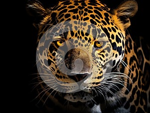 Jaguar on black and white background