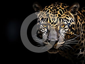 Jaguar on black and white background