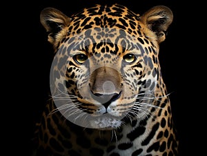 Jaguar on black and white background