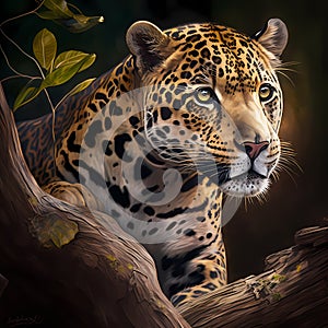 Jaguar Close Up. Generative AI