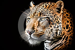 jaguar face on black background Generative AI