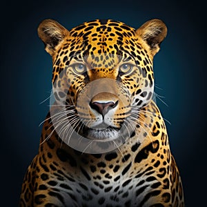 Jaguar face on a dark background