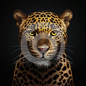 Jaguar face on a dark background