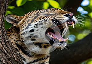 jaguar face in the tree