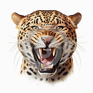 Jaguar face on a white background