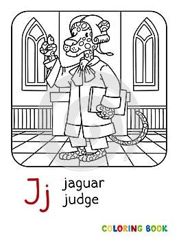 Jaguar judge ABC coloring book Alphabet J