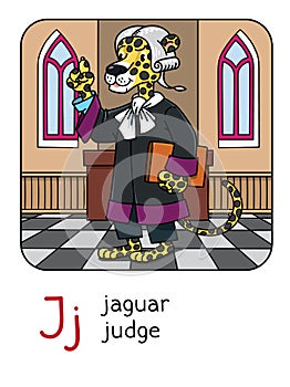 Jaguar judge Animal and professions ABC Alphabet J