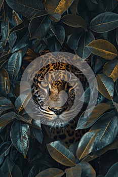 jaguar jungle hiding leaves