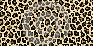 Jaguar, leopard print. Vector seamless pattern. Realistic animal skin background