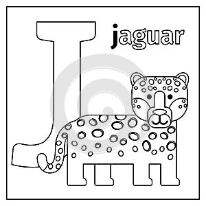 Jaguar, letter J coloring page