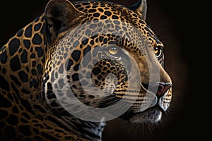 Jaguar portrait, digital illustration painting, animals, wildlife