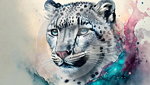 jaguar portrait with watercolors