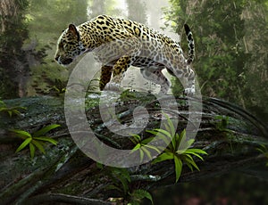 Jaguar on the prowl, 3d CG